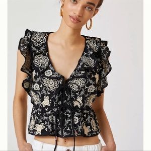 Anthropologie Ruffle Crop Beautiful & Elegant Top